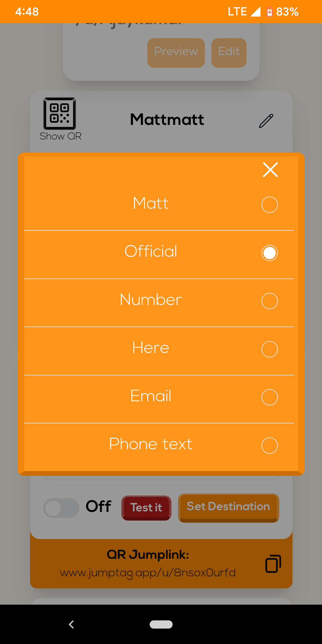 Destination list UI