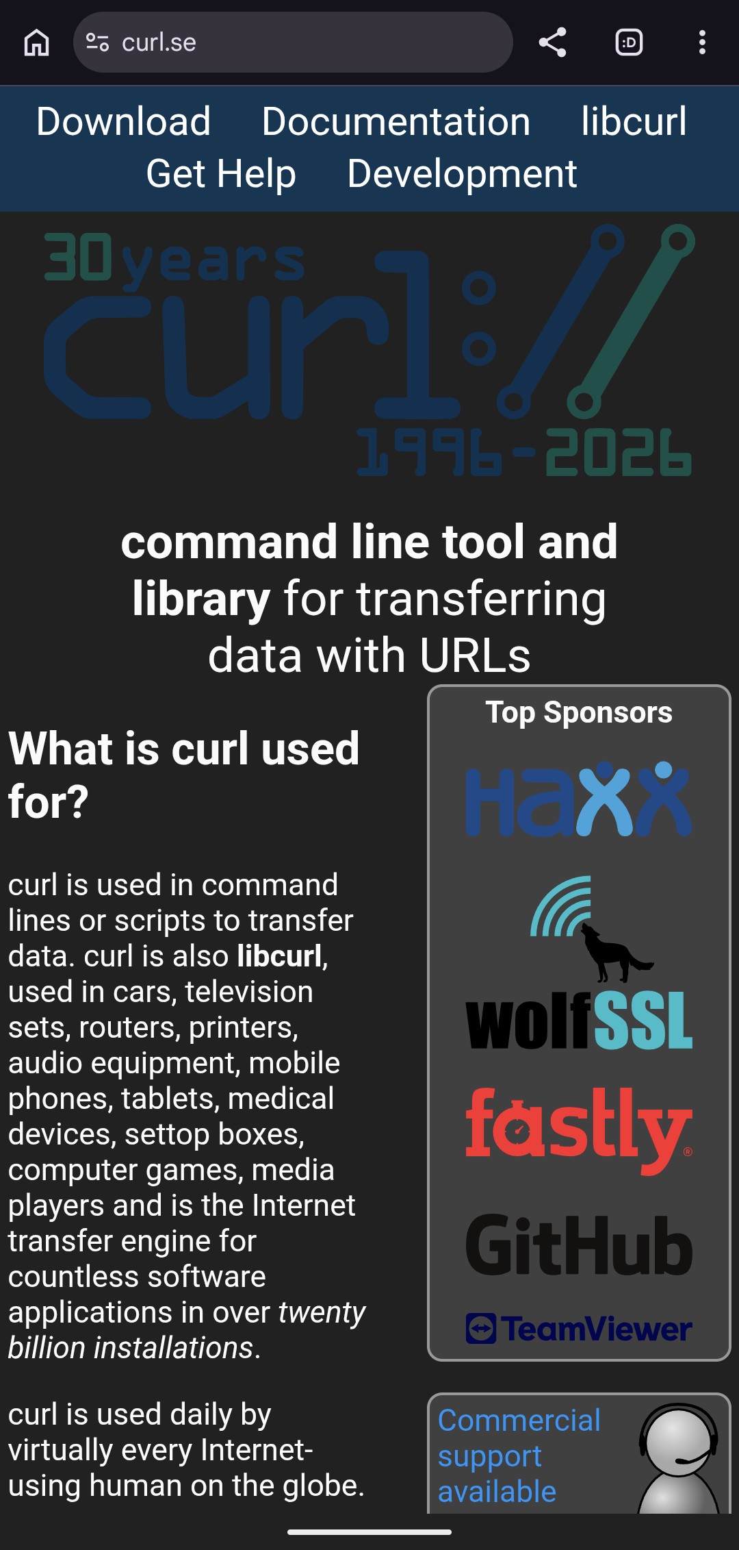 curl.se on a mobile viewport before the change, with five category links wrapped across two rows and no menu control