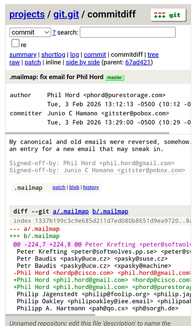 Gitweb commit diff view after the mobile responsiveness fixes