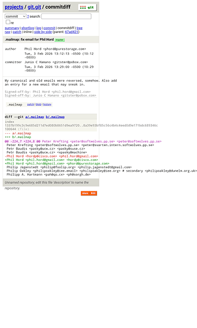 Gitweb commit diff view before the mobile responsiveness fixes